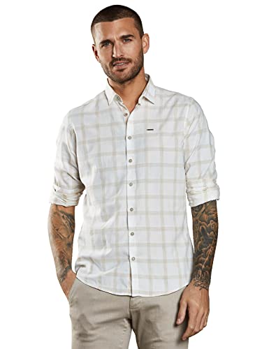 emilio adani Herren Herren Langarm-Hemd kariert, 34296, 34296, Beige in Größe S von emilio adani