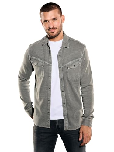 emilio adani Herren Herren Langarm-Shirt mit Polo-Kragen, 35622, 35622, Grau in Größe L von emilio adani