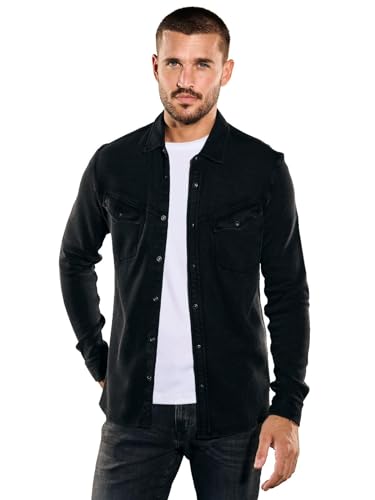 emilio adani Herren Herren Langarm-Shirt mit Polo-Kragen, 35623, 35623, Schwarz in Größe 3XL von emilio adani