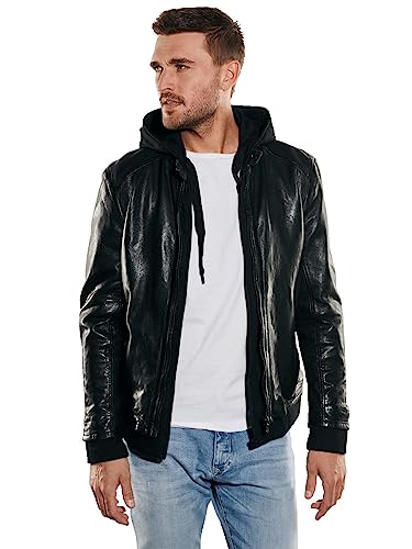 emilio adani Herren Herren Lederjacke slim fit, 35203, 35203, Schwarz in Größe 50 von emilio adani