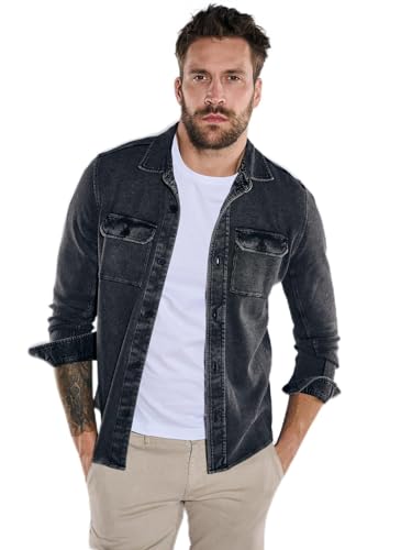 emilio adani Herren Herren Overshirt Slim fit, 36790, 36790, Schwarz in Größe L von emilio adani