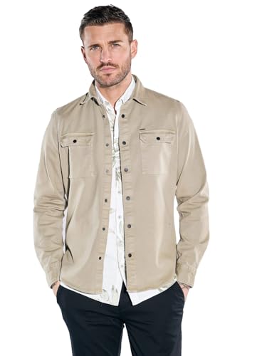 emilio adani Herren Overshirt in Twill-Warenqualität, 38638, Sand in Größe XL von emilio adani