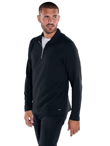 emilio adani Herren Polo-Shirt Langarm strukturiert, 38025, Schwarz in Größe XXL von emilio adani