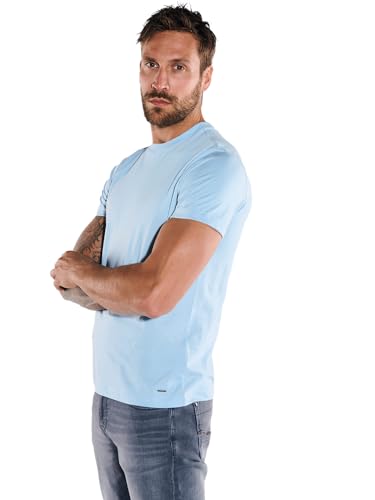 emilio adani Herren Herren T-Shirt Uni, 36177, 36177, Hellblau in Größe M von emilio adani