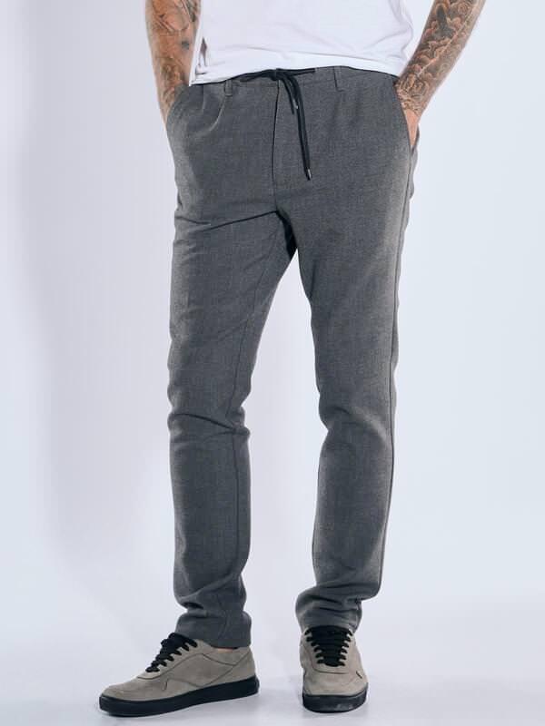 emilio adani Herren Chino mit Tunnelzug Grau slim fit uni von emilio adani