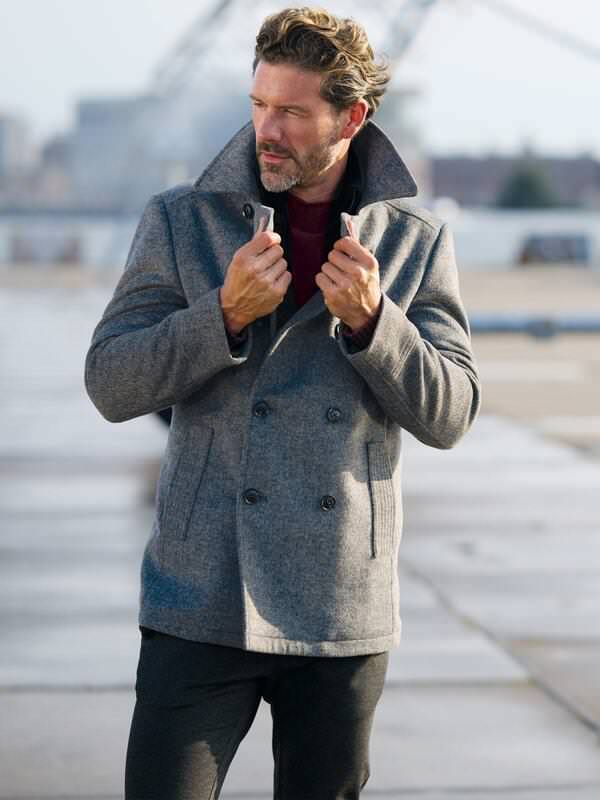 emilio adani Herren Jacke Grau regular uni Reverskragen von emilio adani