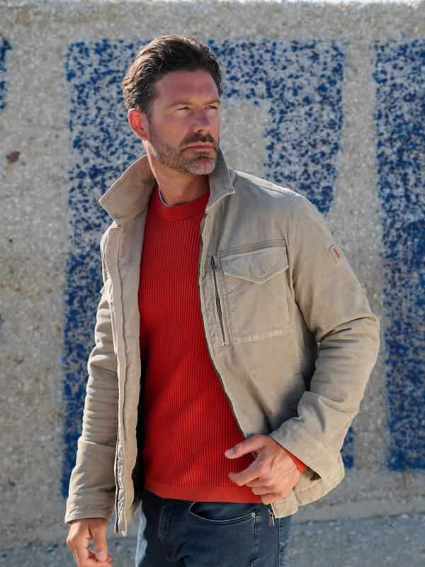 emilio adani Herren Jacke aus Feincord Beige regular uni Stehkragen von emilio adani