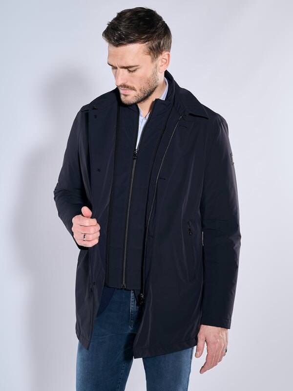 emilio adani Herren Funktionsjacke regular Blau uni Kapuze von emilio adani