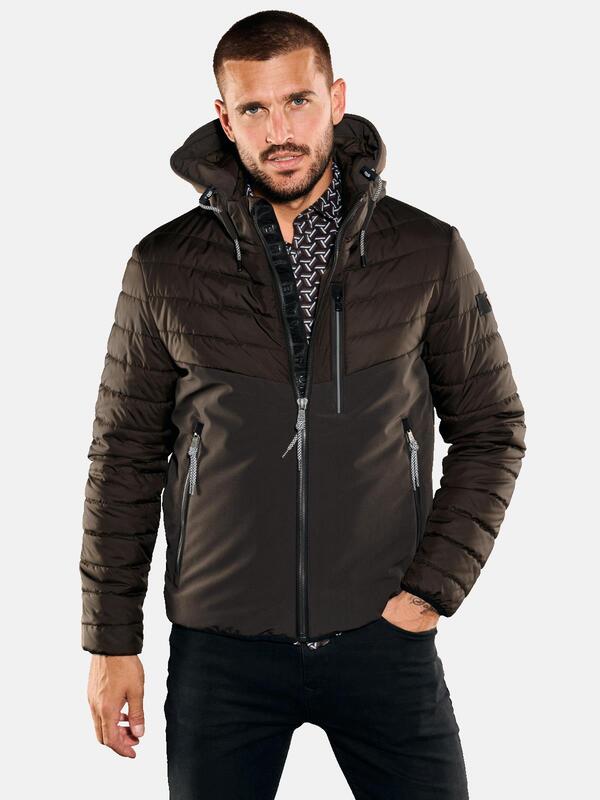 emilio adani Herren Jacke mit abnehmbarer Kapuze braun regular uni von emilio adani