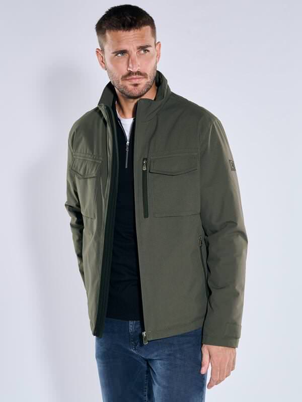 emilio adani Herren Jacke mit Funktionsdetails Grün regular uni Stehkragen von emilio adani