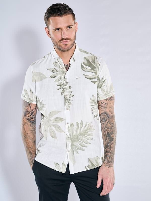 emilio adani Herren Kurzarm-Hemd  gemustert Grün regular Button Under von emilio adani