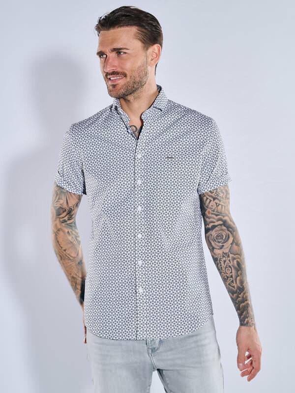 emilio adani Herren Kurzarm-Hemd gemustert Schwarz regular Haifisch von emilio adani