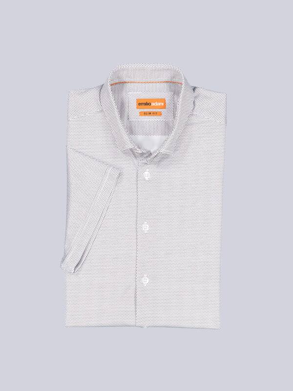 emilio adani Herren Kurzarm-Hemd gemustert weiß slim fit Button Under von emilio adani