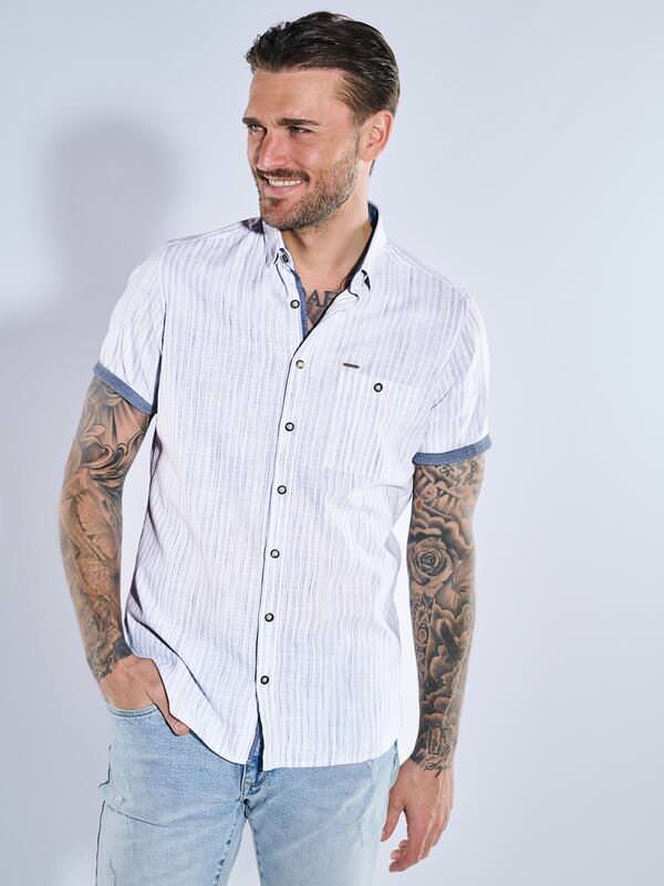 emilio adani Herren Kurzarm-Hemd gestreift Blau regular Button Under emilio adani Herren Kurzarm-Hemd gestreift Blau regular Button Under von emilio adani