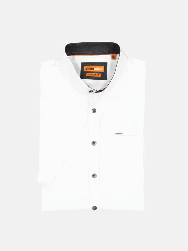 emilio adani Herren Kurzarm-Hemd regular weiß uni Button Under von emilio adani