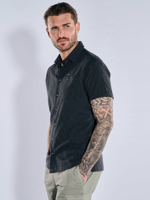 emilio adani Herren Kurzarm-Hemd strukturiert schwarz regular uni Button Under emilio adani Herren Kurzarm-Hemd strukturiert schwarz regular uni Button Under von emilio adani