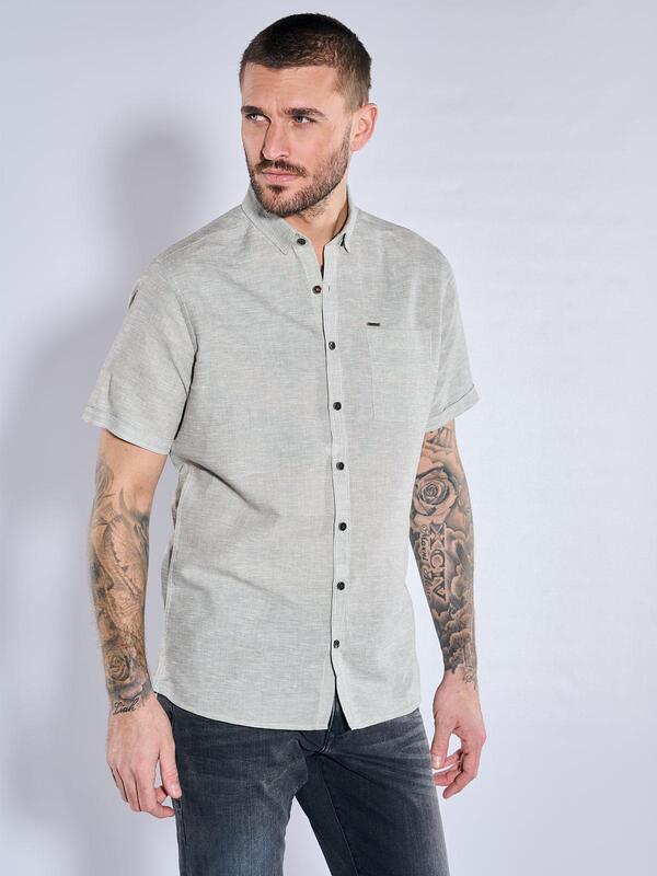 emilio adani Herren Kurzarm-Hemd uni grün regular Button Under von emilio adani