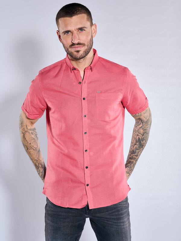 emilio adani Herren Kurzarm-Hemd uni rot regular Button Under von emilio adani