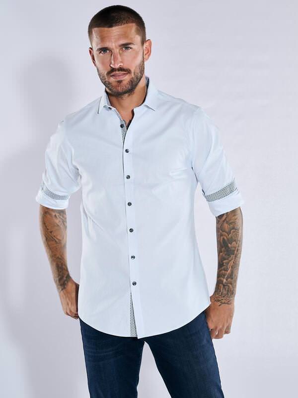 emilio adani Herren Langarm-Hemd "My Favorite" Blau regular uni Kent-Kragen von emilio adani