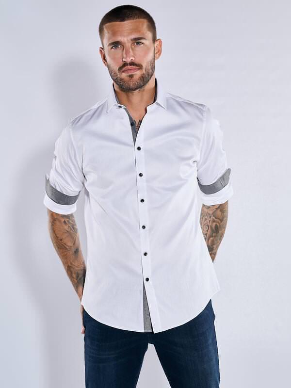 emilio adani Herren Langarm-Hemd "My Favorite" Weiß regular uni Kent-Kragen von emilio adani