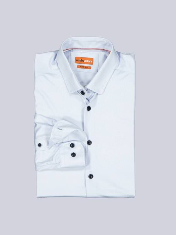 emilio adani Herren Langarm-Hemd aus Jersey Blau slim fit uni Haifisch von emilio adani