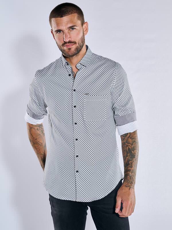 emilio adani Herren Langarm-Hemd gemustert Grau regular Button Under von emilio adani