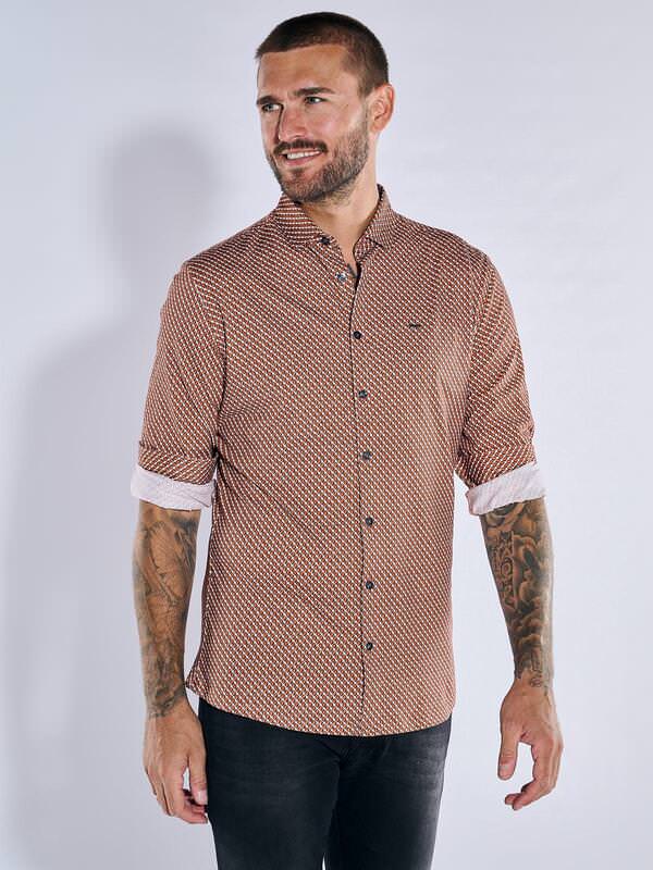 emilio adani Herren Langarm-Hemd gemustert Orange slim fit Haifisch von emilio adani