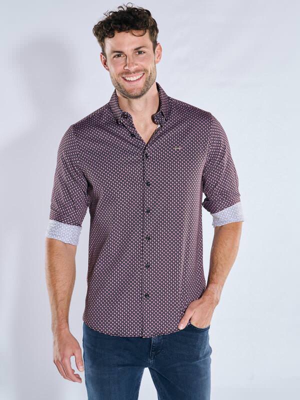 emilio adani Herren Langarm-Hemd gemustert Rot regular Button Under von emilio adani