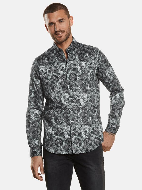 emilio adani Herren Langarm-Hemd gemustert grün regular Button Down von emilio adani