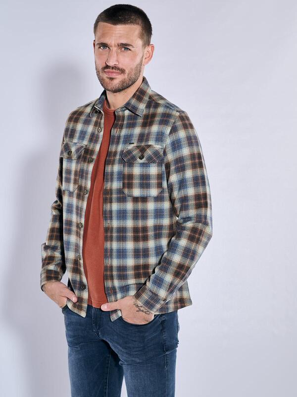 emilio adani Herren Langarm-Hemd kariert Grün regular Kent-Kragen von emilio adani