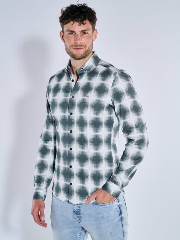 emilio adani Herren Langarm-Hemd kariert Grün slim fit Button Under von emilio adani