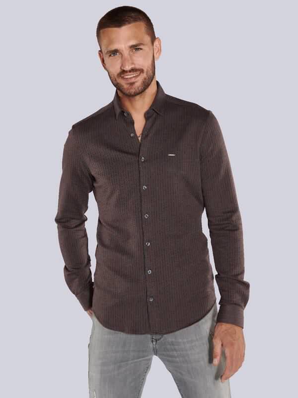 emilio adani Herren Langarm-Hemd regular Rot gestreift Button Under von emilio adani