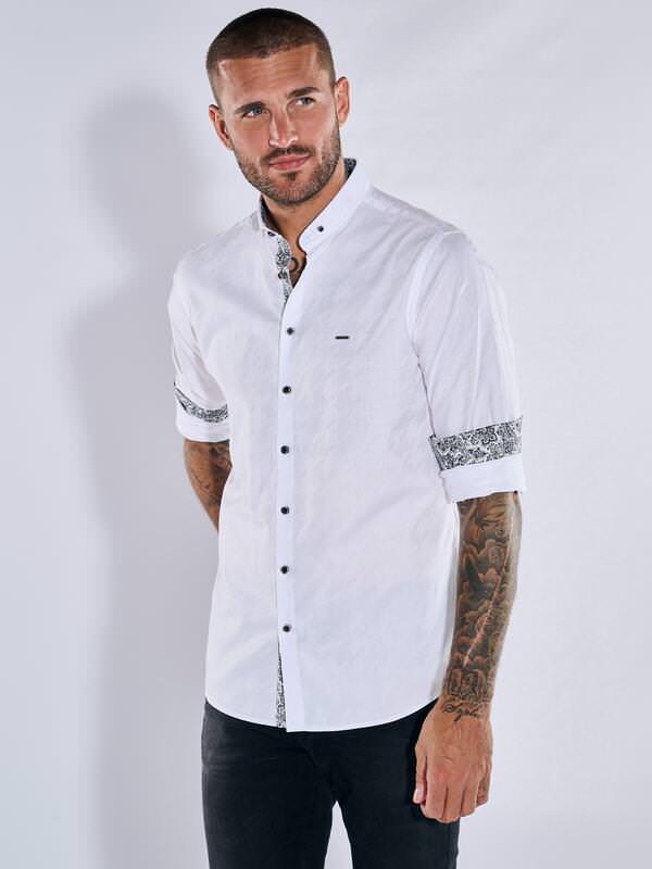 emilio adani Herren Langarm-Hemd regular Weiß uni Button Down von emilio adani