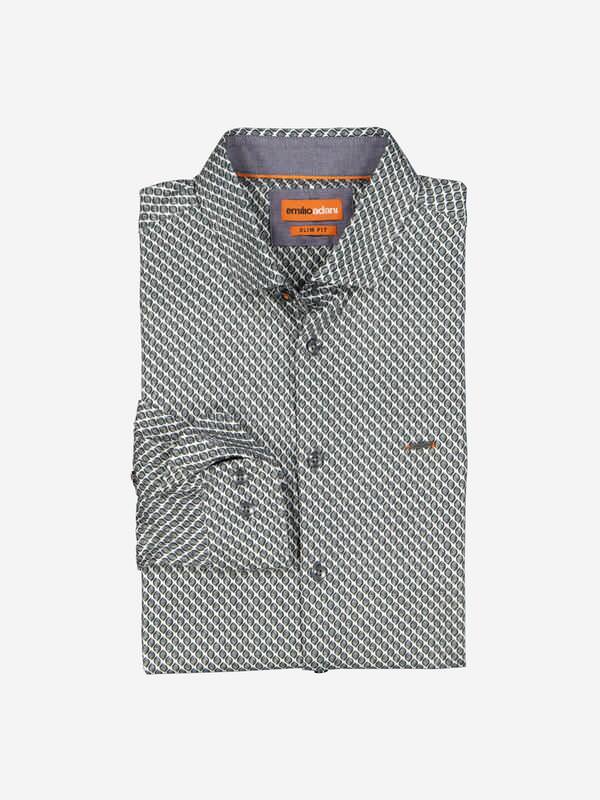 emilio adani Herren Langarm-Hemd slim fit Grau gemustert Haifisch von emilio adani