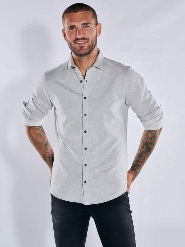 emilio adani Herren Langarm-Hemd slim fit Grau uni Haifisch emilio adani Herren Langarm-Hemd slim fit Grau uni Haifisch von emilio adani