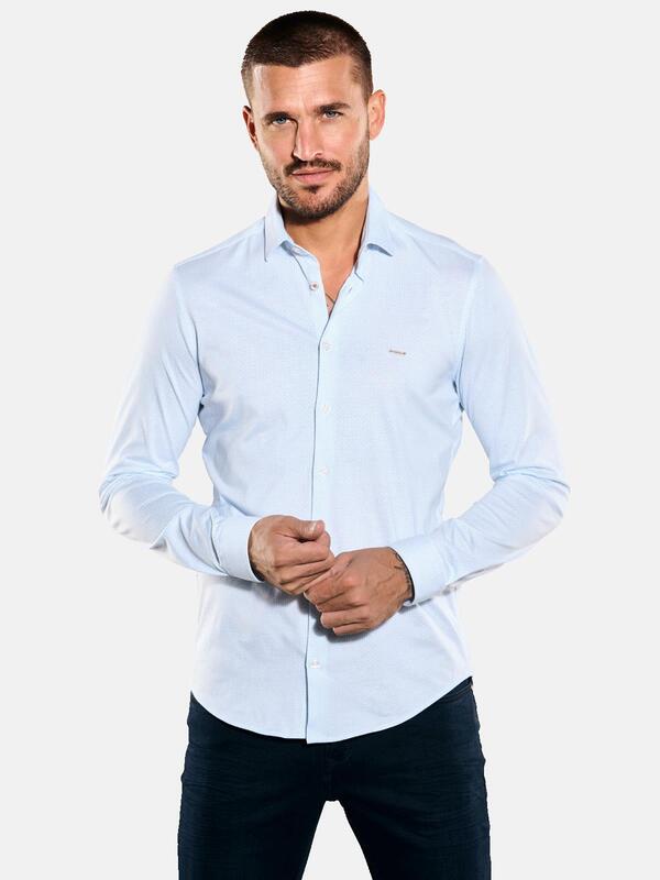 emilio adani Herren Langarm-Hemd slim fit blau gemustert Button Under von emilio adani