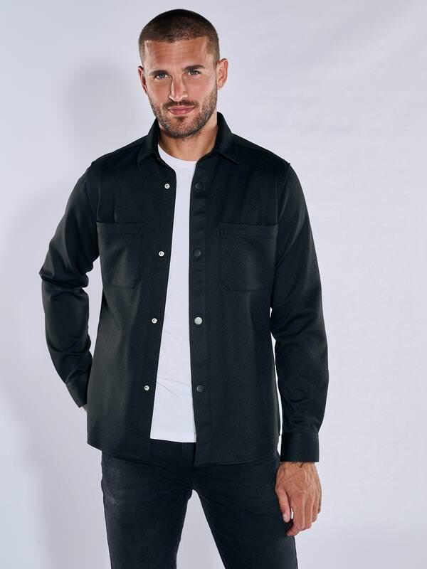 emilio adani Herren Langarm-Hemd uni Schwarz regular Kent-Kragen von emilio adani