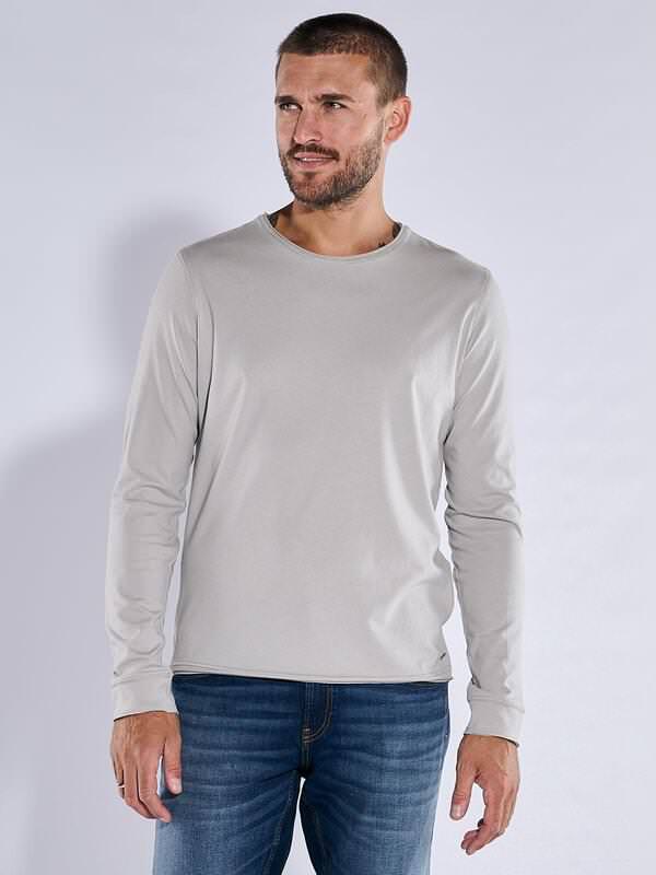 emilio adani Herren Langarm-Shirt "My Favorite" Grau regular uni Rundhals von emilio adani