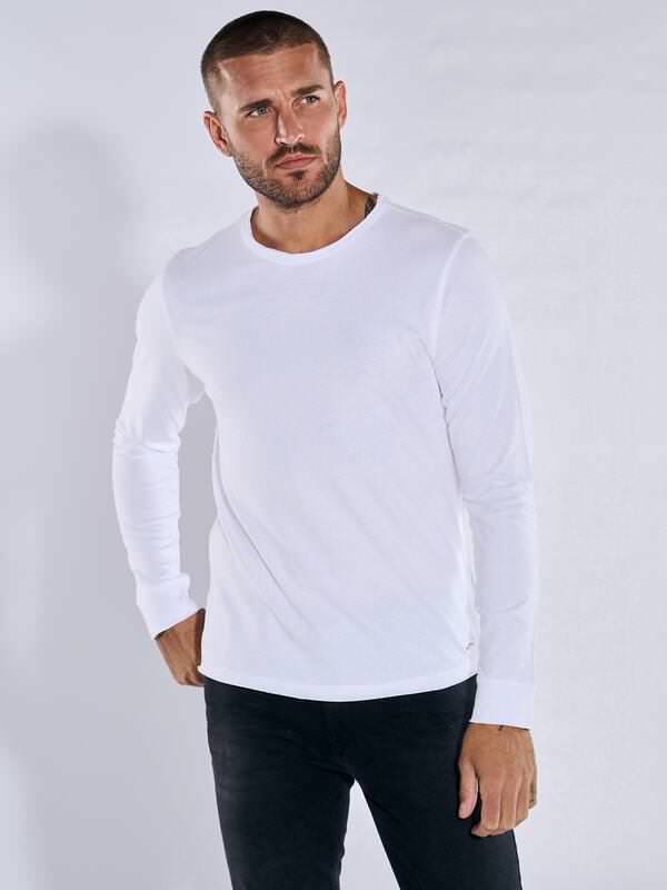emilio adani Herren Langarm-Shirt "My Favorite" Weiß regular uni Rundhals von emilio adani