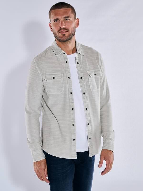 emilio adani Herren Langarm-Shirt slim fit Grau gestreift Knopfleiste von emilio adani