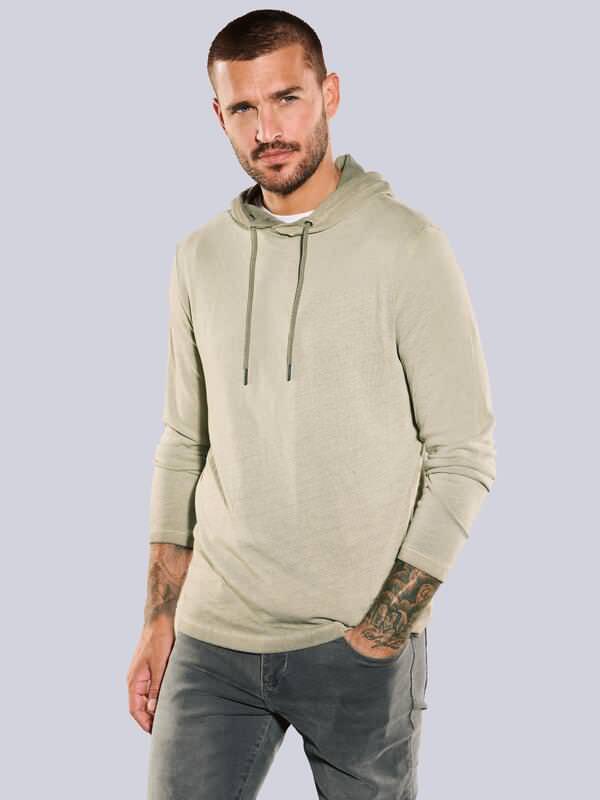 emilio adani Herren Langarm-Shirt uni Beige regular Kapuze von emilio adani