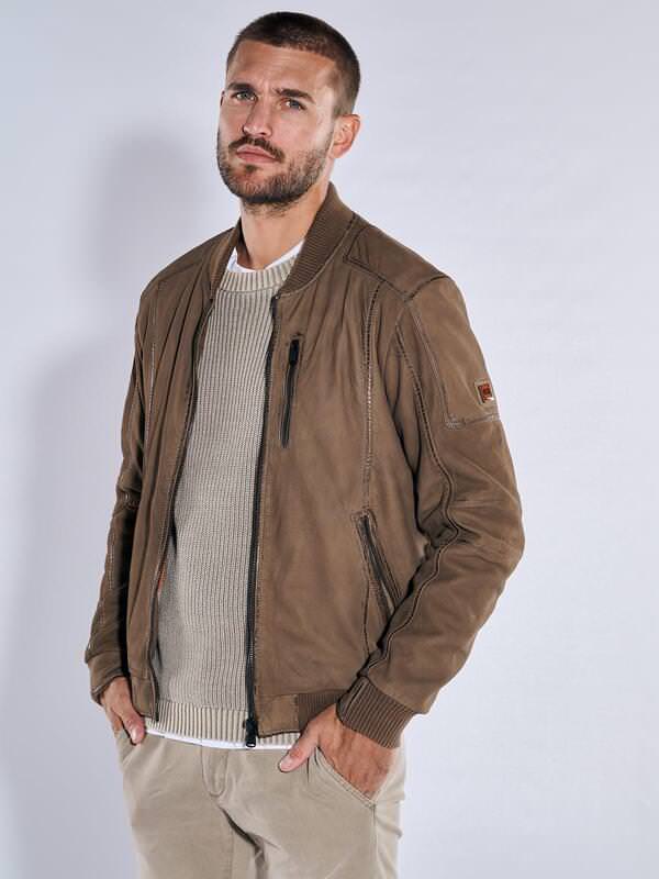 emilio adani Herren Lederjacke regular Braun uni von emilio adani