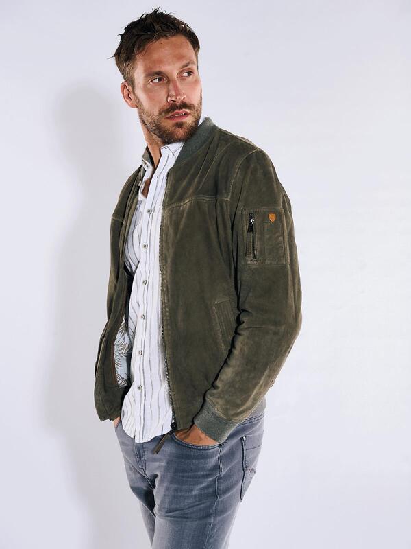 emilio adani Herren Lederjacke regular Grau uni von emilio adani