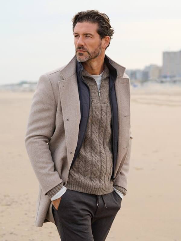 emilio adani Herren Mantel mit heraustrennbarem Inlet Braun regular uni von emilio adani