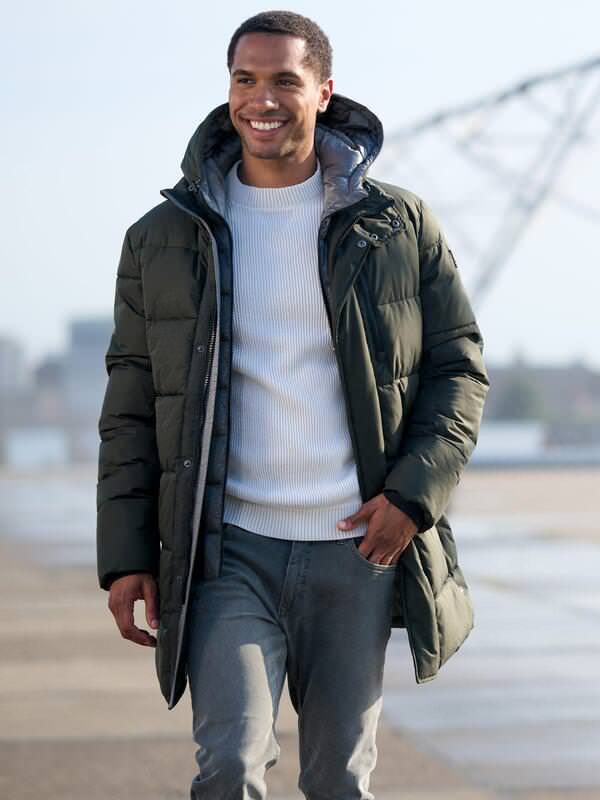 emilio adani Herren Mantel Grün regular uni von emilio adani