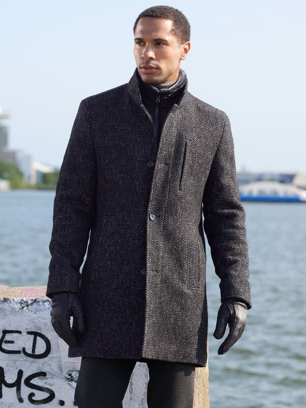 emilio adani Herren Mantel Schwarz regular gemustert von emilio adani