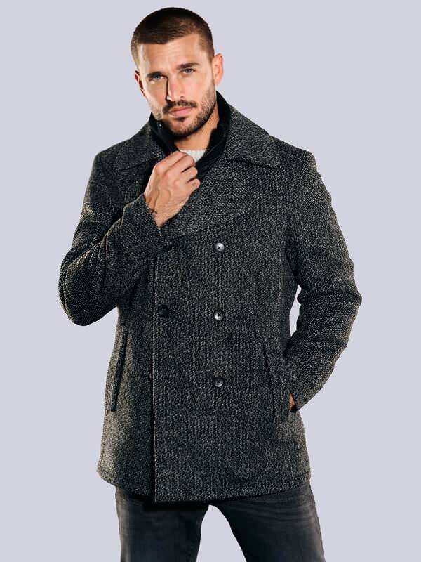 emilio adani Herren Mantel regular Grau gemustert von emilio adani