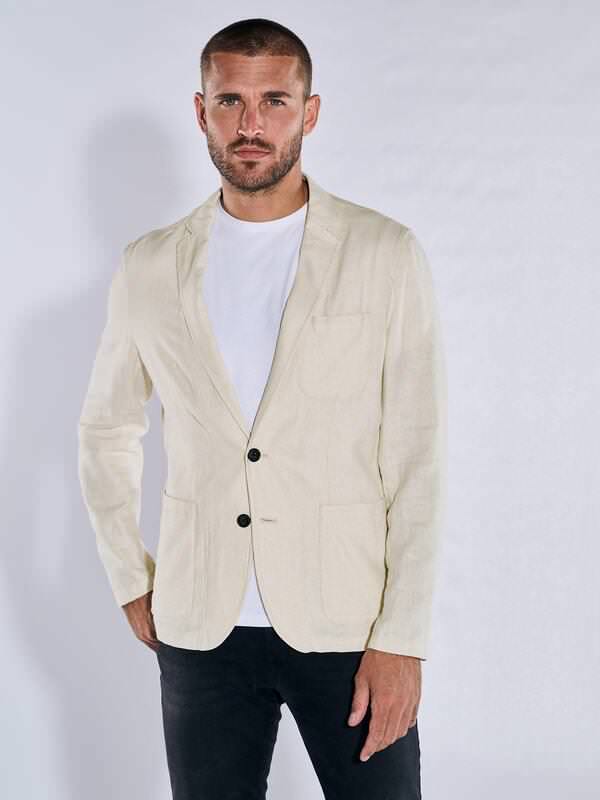 emilio adani Herren Overshirt im Sakko-Look Beige regular uni Reverskragen von emilio adani