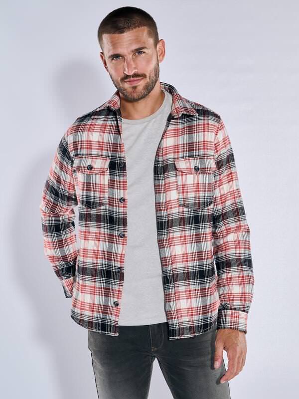 emilio adani Herren Overshirt kariert Orange regular Kent-Kragen von emilio adani