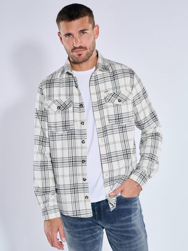 emilio adani Herren Overshirt kariert Weiß regular Haifisch von emilio adani